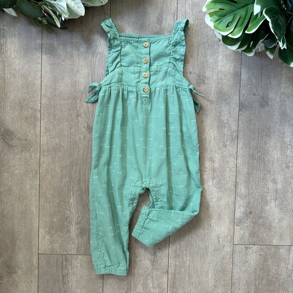 Cat & Jack Boho Muslim Romper One-Piece 12 Months Baby Girl Green Jumpsuit - Picture 5 of 16